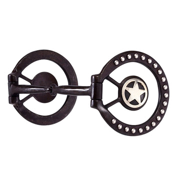 HILASON Antique Brown Horse Dee Bit 5-1/4” Snaffle Mouth | 3” Rings w/ Stainless Steel Dots & German Silver Ranger Star Conchos | Western Training & Show Horse Bit